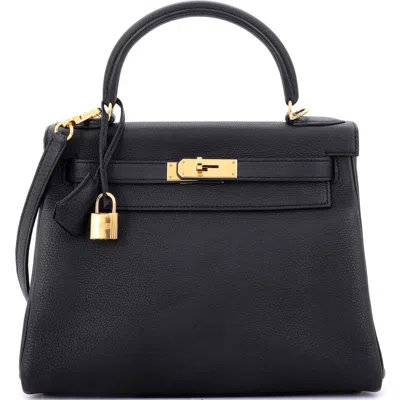 Pre-owned Hermes  Hermes Kelly Handbag Black Togo With Gold Hardware 28