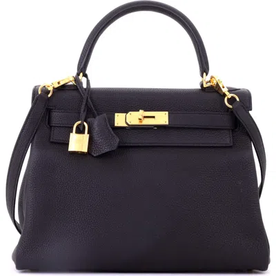 Pre-owned Hermes  Hermes Kelly Handbag Black Togo With Gold Hardware 28