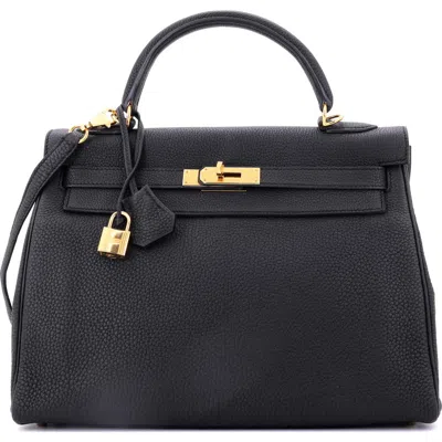 Pre-owned Hermes  Hermes Kelly Handbag Black Togo With Gold Hardware 32