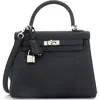Pre-owned Hermes  Hermes Kelly Handbag Black Togo With Palladium Hardware 25 In Black