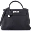 Pre-owned Hermes  Hermes Kelly Handbag Black Togo With Palladium Hardware 28 In Black