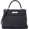 Pre-owned Hermes  Hermes Kelly Handbag Black Togo With Palladium Hardware 28 In Black