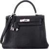 Pre-owned Hermes  Hermes Kelly Handbag Black Togo With Palladium Hardware 28 In Black