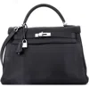 Pre-owned Hermes  Hermes Kelly Handbag Black Togo With Palladium Hardware 32 In Black