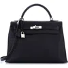 Pre-owned Hermes  Hermes Kelly Handbag Black Togo With Palladium Hardware 32 In Black