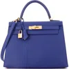 Pre-owned Hermes  Hermes Kelly Handbag Blue Epsom With Gold Hardware 28