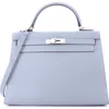 Pre-owned Hermes  Hermes Kelly Handbag Blue Epsom With Palladium Hardware 32