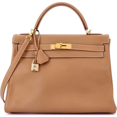 Pre-owned Hermes  Hermes Kelly Handbag Brown Courchevel With Gold Hardware 35