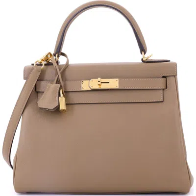 Pre-owned Hermes  Hermes Kelly Handbag Brown Evercolor With Gold Hardware 28