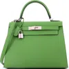 Pre-owned Hermes  Hermes Kelly Handbag Green Epsom With Palladium Hardware 28 In Green