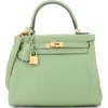 Pre-owned Hermes  Hermes Kelly Handbag Green Evercolor With Gold Hardware 25 In Green