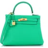 Pre-owned Hermes  Hermes Kelly Handbag Green Evercolor With Gold Hardware 28 In Green
