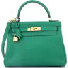 Pre-owned Hermes  Hermes Kelly Handbag Green Evercolor With Gold Hardware 28 In Green