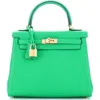 Pre-owned Hermes  Hermes Kelly Handbag Green Swift With Gold Hardware 25 In Green
