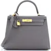 Pre-owned Hermes  Hermes Kelly Handbag Grey Epsom With Gold Hardware 28 In Gray