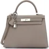 Pre-owned Hermes  Hermes Kelly Handbag Grey Epsom With Palladium Hardware 28 In Gray