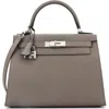 Pre-owned Hermes  Hermes Kelly Handbag Grey Epsom With Palladium Hardware 28 In Gray