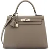 Pre-owned Hermes  Hermes Kelly Handbag Grey Epsom With Palladium Hardware 28 In Gray