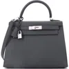Pre-owned Hermes  Hermes Kelly Handbag Grey Epsom With Palladium Hardware 28 In Gray