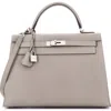 Pre-owned Hermes  Hermes Kelly Handbag Grey Epsom With Palladium Hardware 32 In Gray