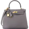 Pre-owned Hermes  Hermes Kelly Handbag Grey Togo With Gold Hardware 25 In Gray