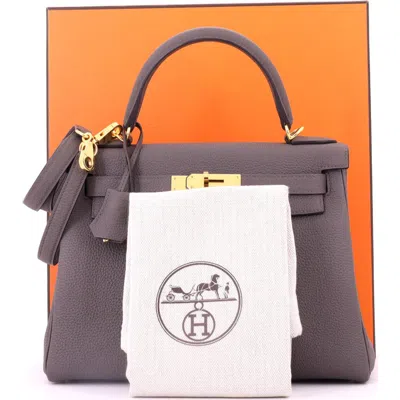 Pre-owned Hermes  Hermes Kelly Handbag Grey Togo With Gold Hardware 28 In Gray