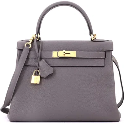 Pre-owned Hermes  Hermes Kelly Handbag Grey Togo With Gold Hardware 28 In Gray