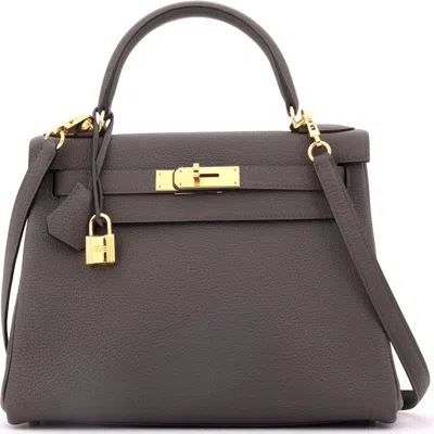 Pre-owned Hermes  Hermes Kelly Handbag Grey Togo With Gold Hardware 28 In Brown