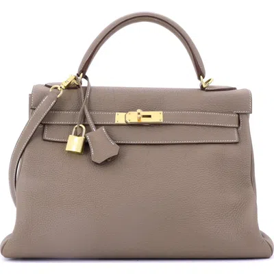 Pre-owned Hermes  Hermes Kelly Handbag Grey Togo With Gold Hardware 32 In Brown