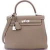 Pre-owned Hermes  Hermes Kelly Handbag Grey Togo With Palladium Hardware 25 In Brown