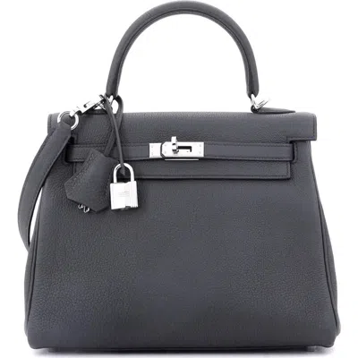 Pre-owned Hermes  Hermes Kelly Handbag Grey Togo With Palladium Hardware 25 In Gray