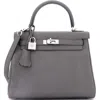 Pre-owned Hermes  Hermes Kelly Handbag Grey Togo With Palladium Hardware 25 In Gray