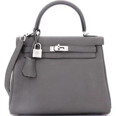 Pre-owned Hermes  Hermes Kelly Handbag Grey Togo With Palladium Hardware 25 In Gray