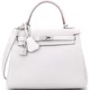 Pre-owned Hermes  Hermes Kelly Handbag Grey Togo With Palladium Hardware 25 In Gray