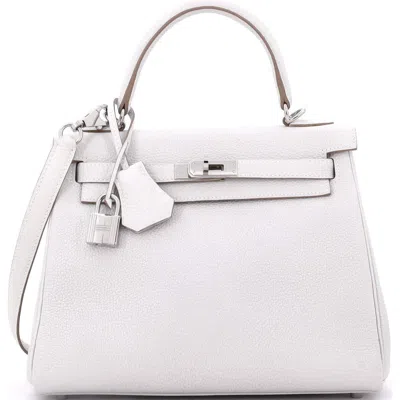Pre-owned Hermes  Hermes Kelly Handbag Grey Togo With Palladium Hardware 25 In Gray