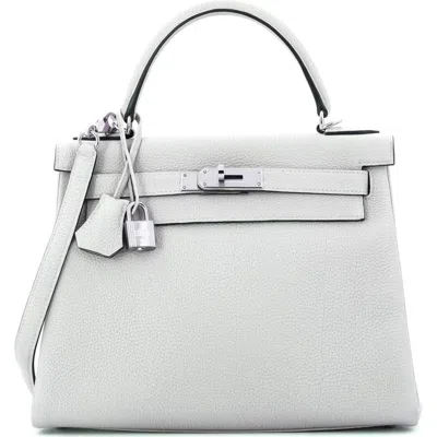 Pre-owned Hermes  Hermes Kelly Handbag Grey Togo With Palladium Hardware 28