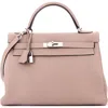 Pre-owned Hermes  Hermes Kelly Handbag Grey Togo With Palladium Hardware 32 In Pink
