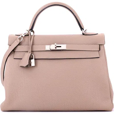 Pre-owned Hermes  Hermes Kelly Handbag Grey Togo With Palladium Hardware 32 In Pink