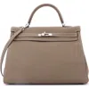 Pre-owned Hermes  Hermes Kelly Mini Ii Bag Grey Epsom With Palladium Hardware 20 In Brown