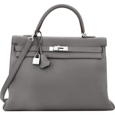 Pre-owned Hermes  Hermes Kelly Handbag Grey Togo With Palladium Hardware 35 In Gray