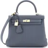 Pre-owned Hermes  Hermes Kelly Handbag Grey Togo With Permabrass Hardware 25 In Gray