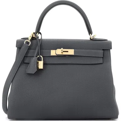 Pre-owned Hermes  Hermes Kelly Handbag Grey Togo With Permabrass Hardware 28 In Gray