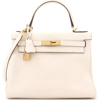 Pre-owned Hermes  Hermes Kelly Handbag Light Clemence With Gold Hardware 28 In Brown