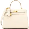 Pre-owned Hermes  Hermes Kelly Handbag Light Epsom With Gold Hardware 25 In White
