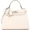 Pre-owned Hermes  Hermes Kelly Handbag Light Epsom With Palladium Hardware 28 In Brown