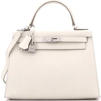 PRE-OWNED HERMES PRE-OWNED HERMES KELLY HANDBAG LIGHT EPSOM WITH PALLADIUM HARDWARE 28