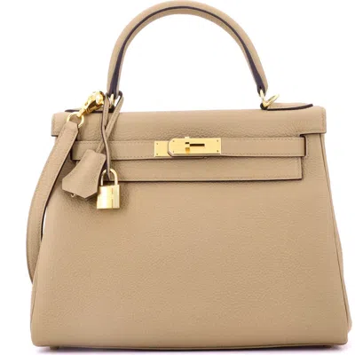 Pre-owned Hermes  Hermes Kelly Handbag Light Togo With Gold Hardware 28 In Multi