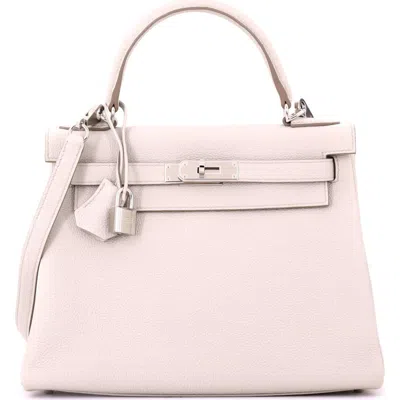 Pre-owned Hermes  Hermes Kelly Handbag Light Togo With Palladium Hardware 28 In Pink