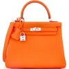 Pre-owned Hermes  Hermes Kelly Handbag Orange Togo With Palladium Hardware 25 In Orange