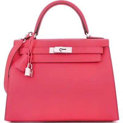 Pre-owned Hermes  Hermes Kelly Handbag Pink Epsom With Palladium Hardware 28